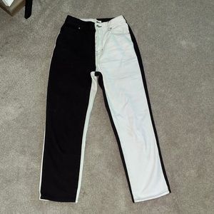 Pacsun Black and White High Rise Straight Jean